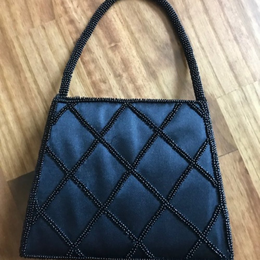 Bijoux Terner Black Beaded Purse Handbag